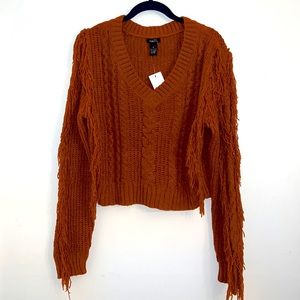 NWT Chenille Sweater with Fringe